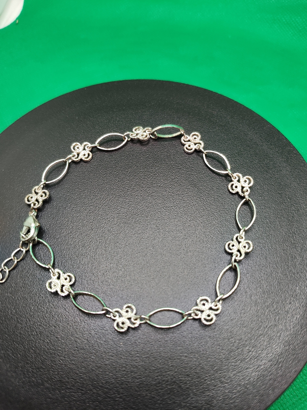 Delicate Silver Floral Link Bracelet - Women's Jewelry
